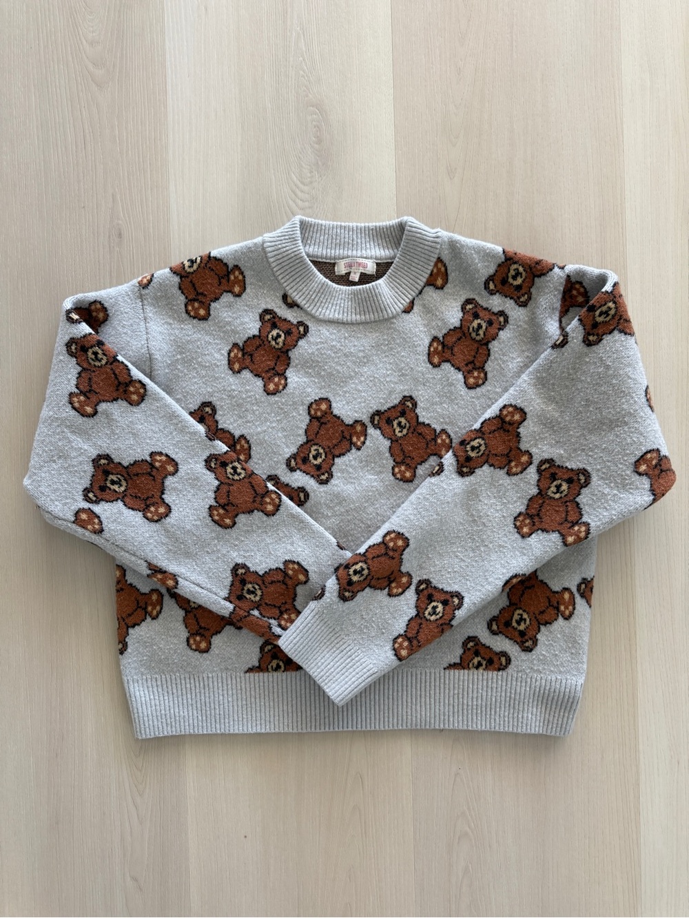 Cozy Gray Teddy Bear Knit Sweater - Stella Tweed
